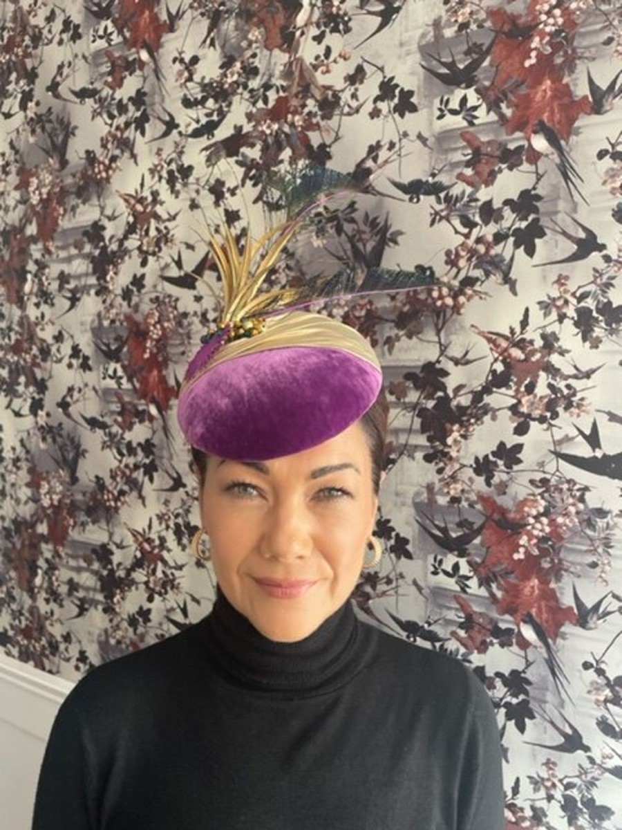 Headpiece Rental | The Stables Birr No.38 - Purple Gold Feather Headpiece