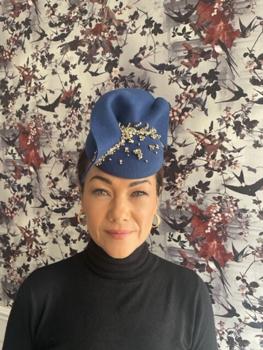 Headpiece Rental | The Stables Birr No.44 - French Navy - Silver Bead