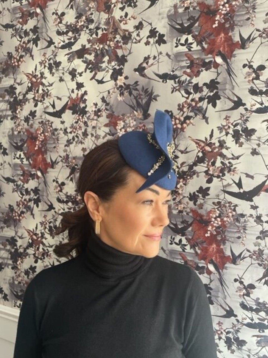 Headpiece Rental | The Stables Birr No.44 - French Navy - Silver Bead