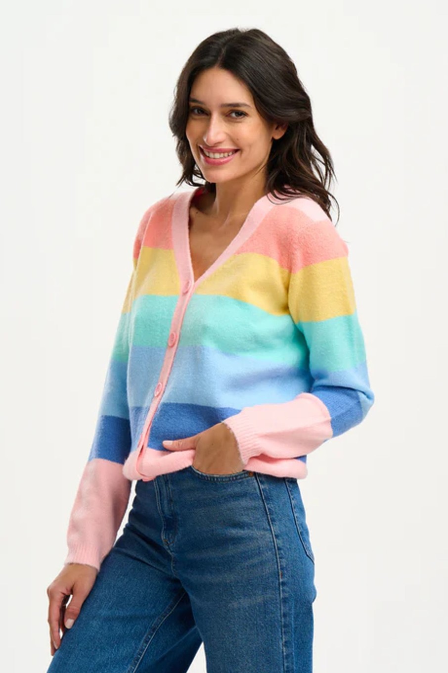 Tops | The Stables Birr Izzy Cardigan - Multi, Pastel Rainbow Stripes