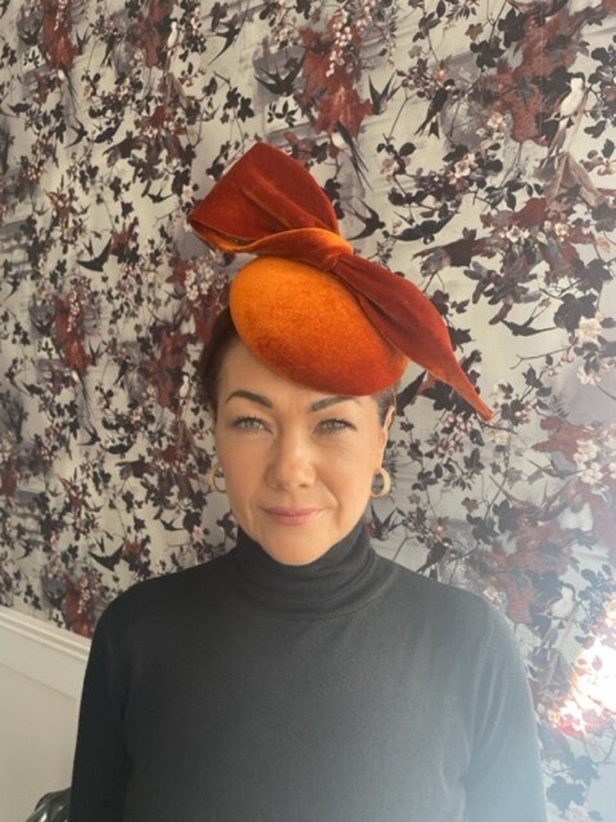 Headpiece Rental | The Stables Birr No.37 - Rust Velvet And Gold Headpiece