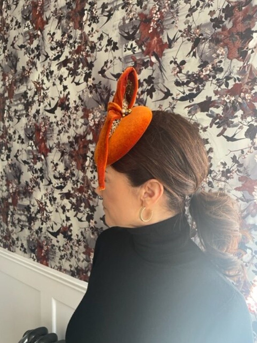 Headpiece Rental | The Stables Birr No.37 - Rust Velvet And Gold Headpiece